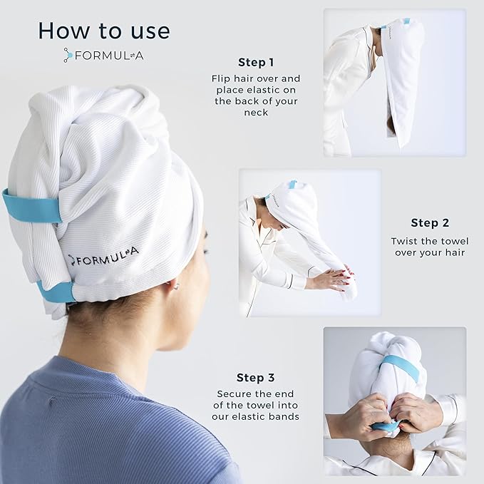 FORMUL-A Microfiber Hair Towel Wrap for Women – Anti Frizz Towel - Fast Hair Drying Towel Wrap – Hair Care Products – Hair Plopping Wrap Towel – Hair Turban for Wet Hair – Super Absorbent
