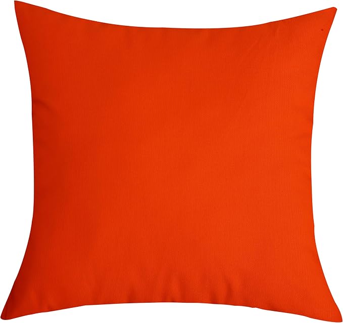TangDepot Handmade Decorative Solid 100% Cotton Canvas Throw Pillow Covers/Pillow Shams, (20" x20" , Deep Orange, 1 Count (Pack of 1)) | 100% cotton, same-color zip, machine wash & air dry. For living room, bedroom, office, car. 42 colors, 276 sizes. C...