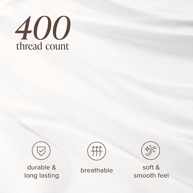 Bare Home 100% Organic Cotton Sateen Duvet Cover Set - Extra Long Size - 400 Thread Count - Smooth Sateen Weave - Warm & Luxurious - Duvet Cover (Twin/Twin XL, White)