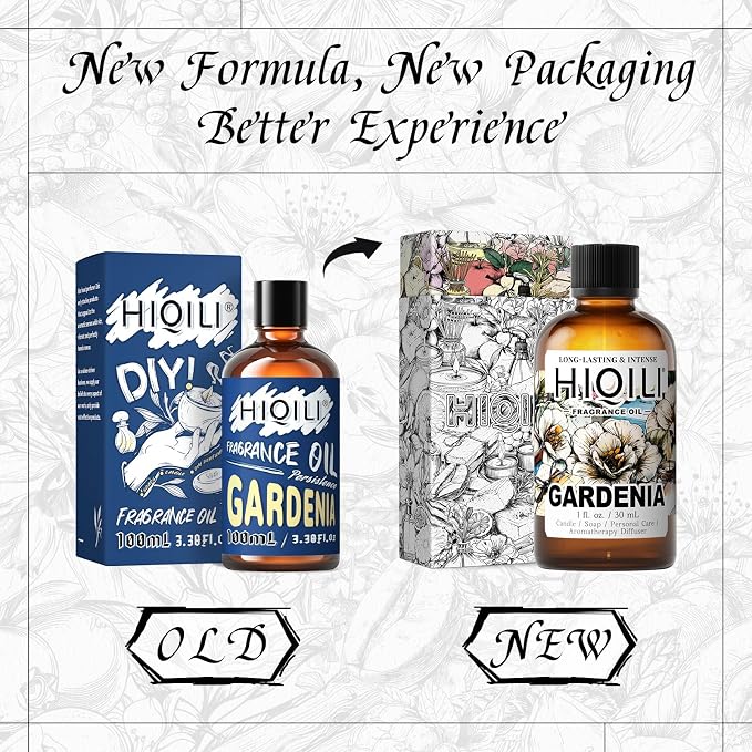 HIQILI Gardenia Fragrance Oil, DIY Women Perfume & Body Spray - 1 Fl Oz | Add to Essential Oil Diffuser, DIY Candle & Soap, Long-Lasting Floral Scent, Pet Safe, Graduated Dropper Included