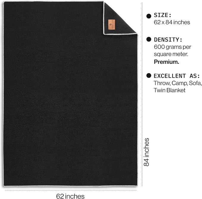 Whispering Winds 100% Wool Blanket, Premium Twin Size (62"x84") | Soft, Warm, Thick, Comfortable, For Bed, Couch, Home, Car, Camping, Outdoors, Survival
