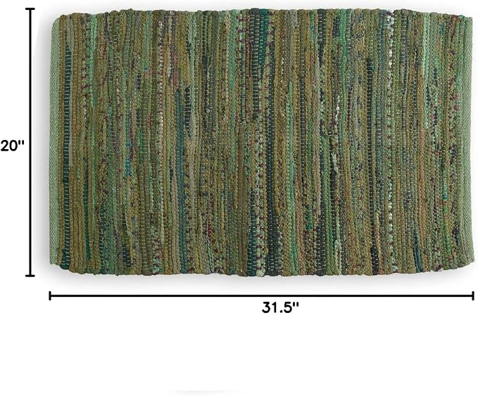 DII Chindi Home Collection Handwoven Multicolor Area Rag Run, 20x31.5, Olive Green