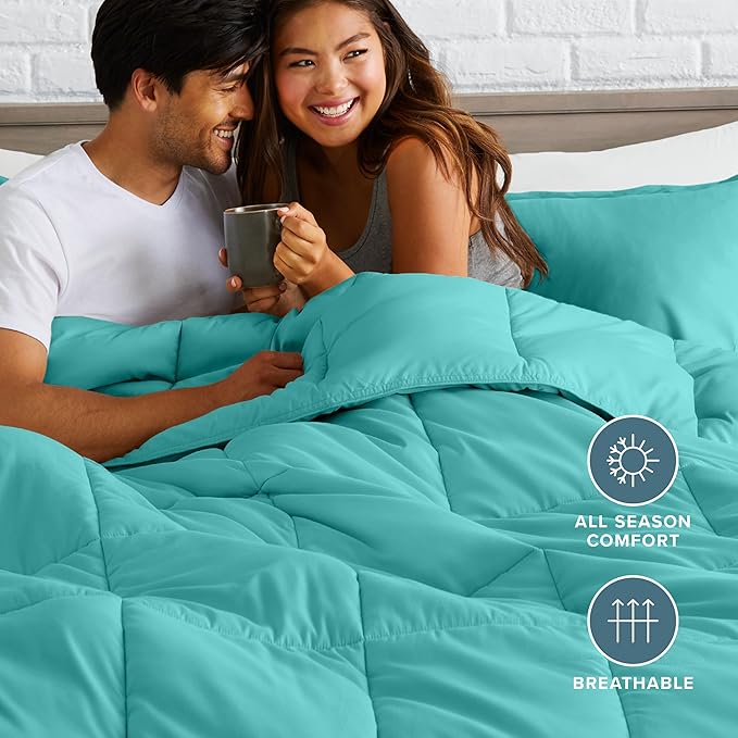 Bare Home Comforter Set - Queen Size - Ultra-Soft - Goose Down Alternative - Premium 1800 Series - All Season Warmth (Queen, Turquoise)
