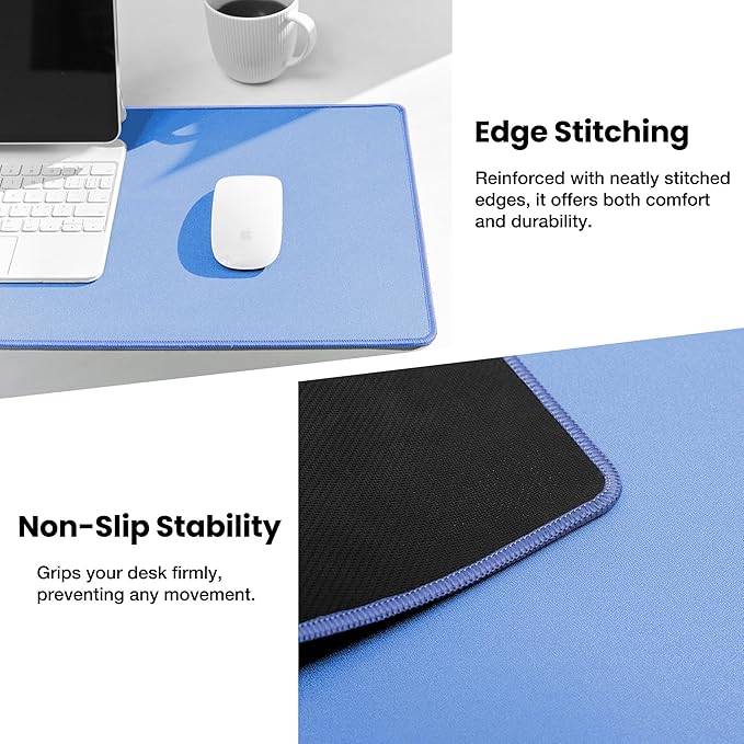 ALOANES Waterproof Mouse Pad, XXXL Gaming Keyboard Pad with Anti-Slip Base, Grain Jacquard Surface, Extend Desk pad for Gamer, Office & Home, Blue Mousepad 35.4"x 15.7"x 0.12"