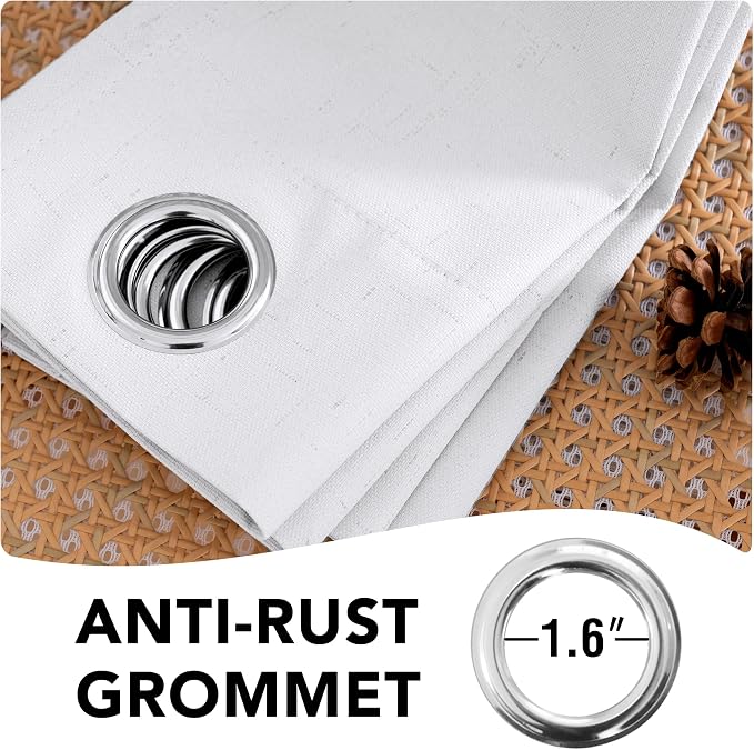 H.VERSAILTEX White Curtains 96 inches Long, 100% Blackout Curtains for Bedroom Thermal Insulated Linen Textured Curtains Living Room Grapes 2 Panel Sets, 52W x 96L - Inch