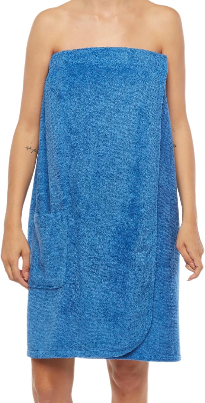 Arus Women's Bathrobe GOTS Certified Organic 100% Turkish Terry Cotton Robe Adjustable Closure Bath Wrap