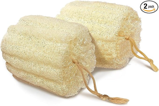 Natural Shower Loofah Sponge, Bath Exfoliating Loofa Body Scrubber, Soft and Easy Foaming Spa Luffa Sponges (2Pack)
