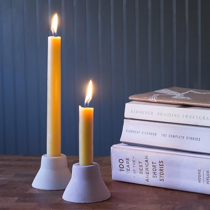 Bluecorn Beeswax Taper Candles, 100% Pure Natural Bees Wax, Pair of 10 Inch Orange Tapered Candlesticks, Clean Burning & Dripless, Fragrance Free, Long Lasting, Home Decor, American Made, 1 Count