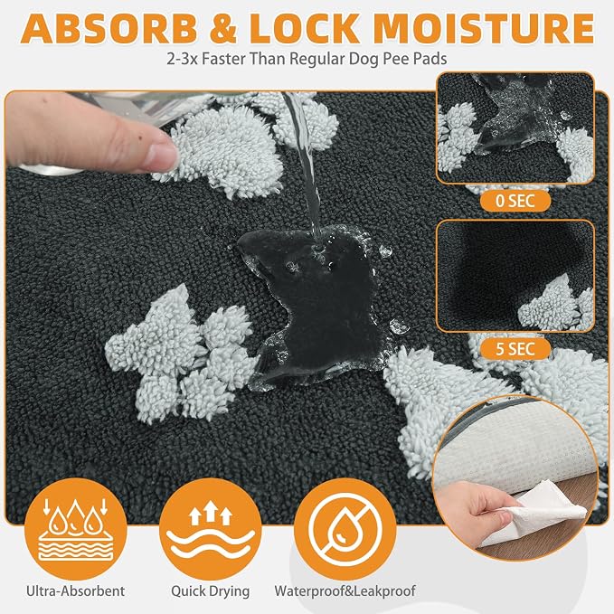 KOOLTAIL Washable & Waterproof Dog Whelping Pad, Super Absorbent & Soft Warm Plush Puppy Pads Potty Training, Quick Dry Reusable Pet Mats for Whelping Box Supplies,Playpen,Crate,24"*36"