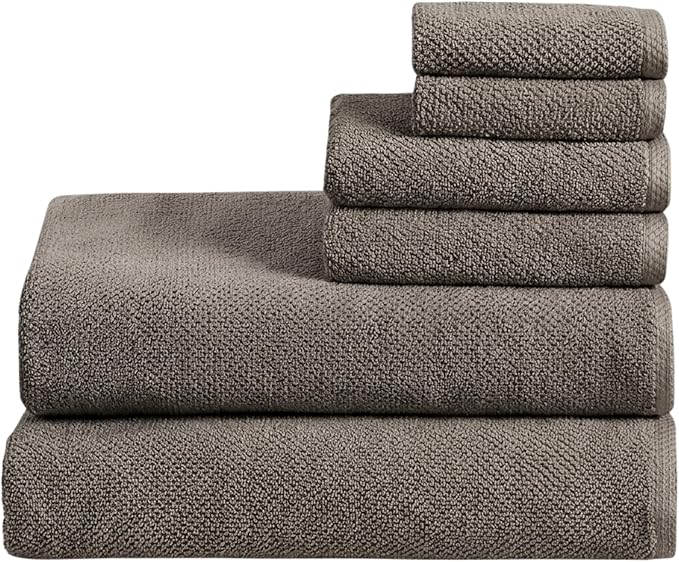 Great Bay Home 100% Cotton 6 Piece Bath Sheet Set - Absorbent, Quick-Drying, Durable Bath Towels for Bathroom Decor - Low-Twist, Two-Ply Fibers (Dark Grey)