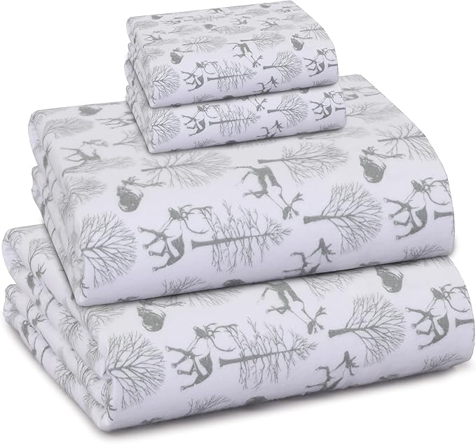 RUVANTI Flannel Sheets Full Size - GOTS Certified 100% Organic Cotton, 4 Piece Warm, Soft & Breathable Set, Deep Pocket Snug Fit, Double Brushed Cozy All Season Bedding, Reindeer Rush