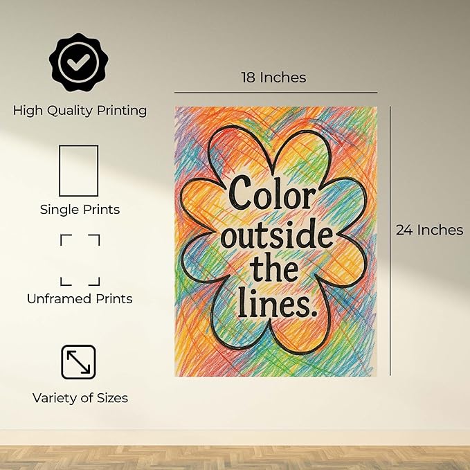 InkFlow Posters Hand-Drawn Positive Message Poster - Colorful Graphic Typography - Modern Wall Decor for Living Room or Office - 18x24 Unframed Canvas Print