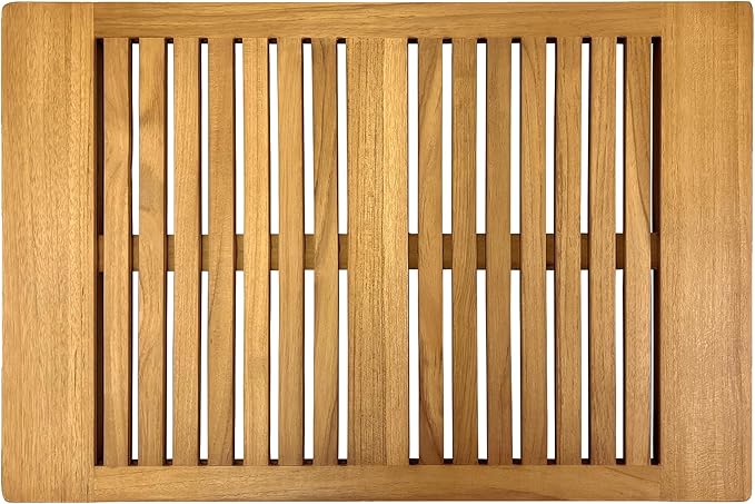 Asta SpaTeak Bathroom Floor Mat, Solid Teak Shower, Spa, Door Mat, Indoor Outdoor Floor Mat, TB-824R (24" x 16")