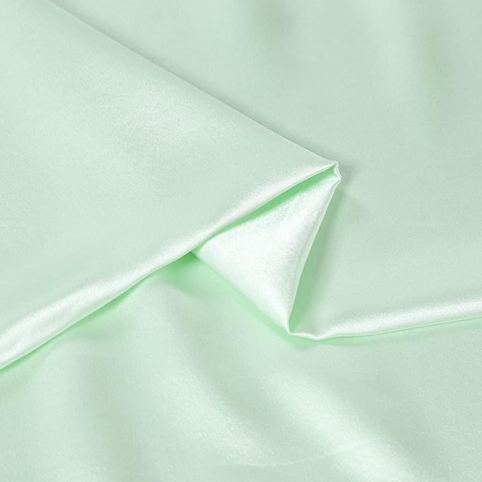 uxcell 1 Pack 100% Charmeuse Pure Silk Pillowcase for Hair and Skin, 350TC 19 Momme Soft Breathable Pillow Case with Hidden Zipper, Light Green Silk Pillowcase Travel (14x20inch)