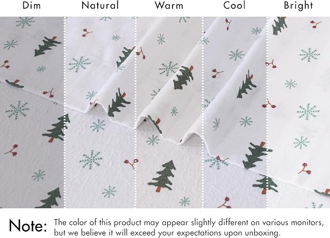 RUVANTI Flannel Sheets Queen Size - 100% Cotton Double Brushed Bed Sheets, Deep Pockets 16 Inches Queen Sheet Set, All Seasons Breathable & Extra Soft - Warm & Cozy, 4 Piece, Berry & Pine