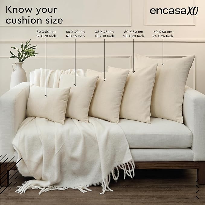 Encasa XO Throw Pillow Covers 24x24 in Set of 2 Azul Blue | No Inserts | Cotton Pillow Covers for Living Room, Bed, Sofa, Couch | Decorative Cushion Covers with Improved Zipper