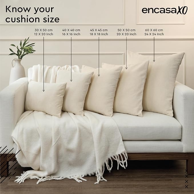 Encasa XO Throw Pillow Covers 12x12 in Set of 2 Charcoal Grey | No Inserts | Cotton Pillow Covers for Living Room, Bed, Sofa, Couch | Decorative Cushion Covers with Improved Zipper