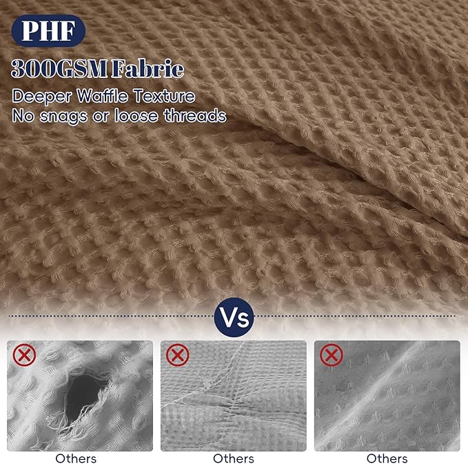 PHF Waffle Duvet Cover Set California King, No Snagging Soft Luxury Textured Breathable Comforter Cover for All Season 3pcs, Durable Bedding Duvet Set with 2 Pillow Shams, 104"x98", Mocha