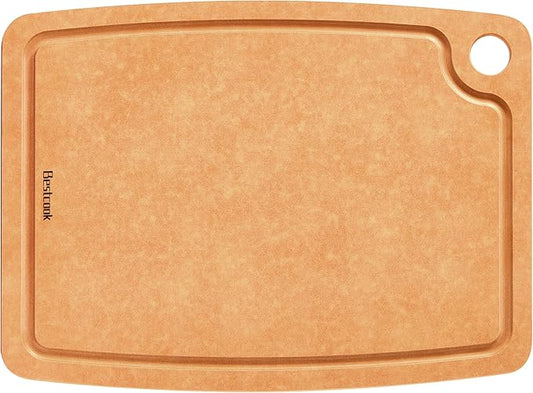 Cutting Board for Kitchen, 14.6x10.8Inch Wood Fiber Composite Cutting Board with Juice Groove and Non-slip Feet, Dishwasher Safe, Knife-Friendly Chopping Board for Meat, Bread, Fruit, Wooden