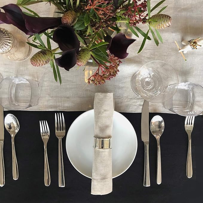 Huddleson Natural Linen Napkin 20x20 (Set of Four) Luxury Italian Linen Napkin Sewn in US