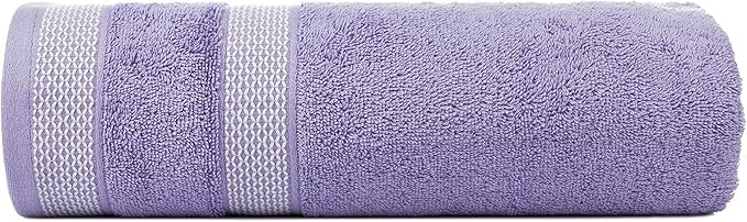 CASA COPENHAGEN Solitaire 6Pcs 100% Egyptian Cotton Large Designer Towels Gift Set- Grey Violet-Purple, 600GSM, 2Bath 2Hand 2Washcloths, Bath Towels for Bathroom Set for Women & Men