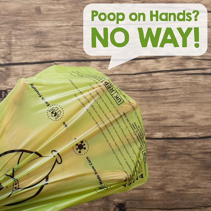 Dog Poop Bags Rolls with Dispenser & Holder, 510 Pet Waste Bags, 100% Leak Proof Extra Thick and Strong Corn Starch Blend