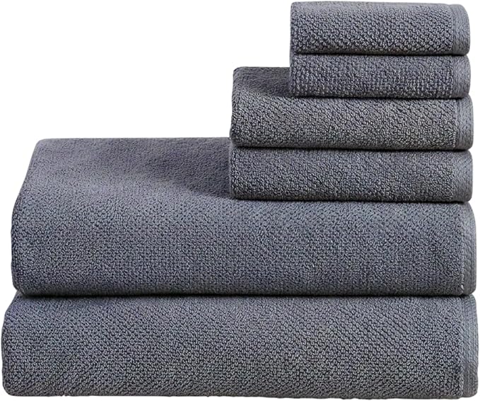 Great Bay Home 100% Cotton 6 Piece Bath Sheet Set - Absorbent, Quick-Drying, Durable Bath Towels for Bathroom Decor - Low-Twist, Two-Ply Fibers (Chambray Blue)