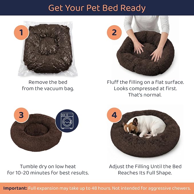 Donut Dog Bed - Premium Comfort for Anxiety Relief - Fluffy & Calming Design with Ultra-Plush Support | Cozy Round Dog Bed with Super Soft Circle Style (Coffee, X-Large)
