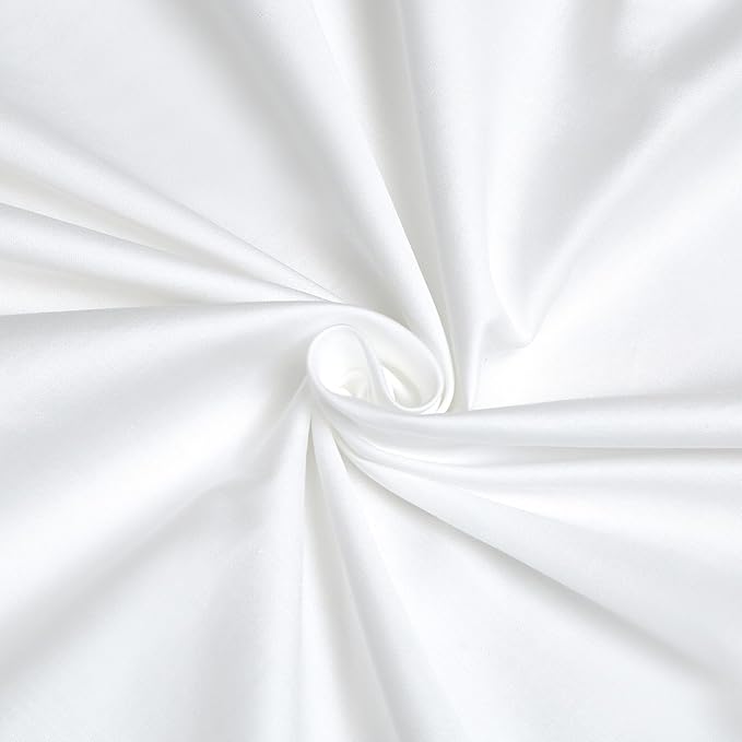 White Cotton Duvet Cover Set Queen 100% Long-Staple Cotton Sateen Bedding Set, Soft Breathable Smooth Organic Pure Cotton Plain Comforter Cover, Luxury Minimalist Bedroom Decor for All Season