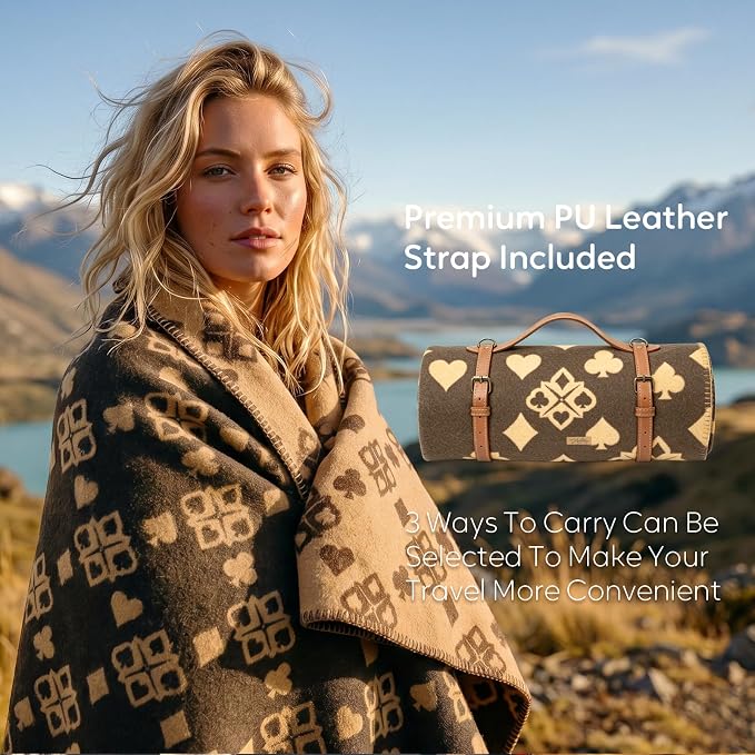 Molithe 100% Wool Blanket, 62" x 86", Warm, Thick, Washable, Military | Great for Camping, Outdoors, Sporting Events, Survival Kits Taffy Chocolate