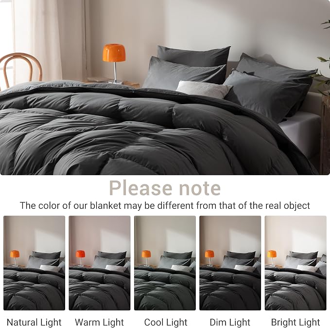 Goose Feather Down Comforter Super King Size,100% Organic Cotton Duvet Insert,All-Season Luxury Duvet Insert with Baffle Box Design, 750+Fill Power Hotel Collection Bedding Comforter