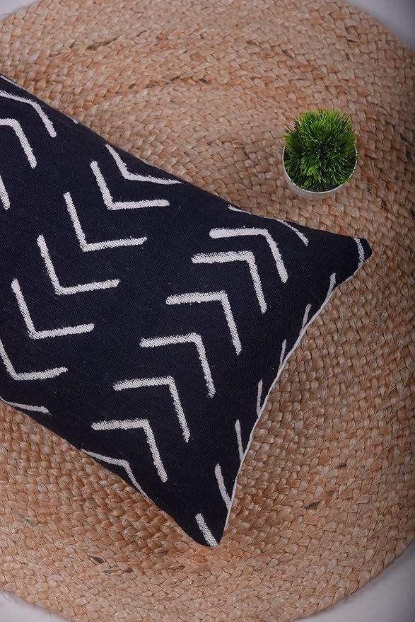 Trade Star Throw Pillow Case Lumbar Cushion Cover 100% Cotton Pillow Cover Decorative Farmhouse Sofa Mudcloth Floor Modern Boho Bedding Pillow Cases for Office 12X24 Inches