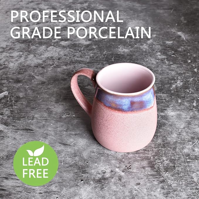 Bosmarlin Large Ceramic Coffee Mug, Pink Big Tea Cup for Office and Home, 21 Oz, Dishwasher and Microwave Safe (Pink, 1)