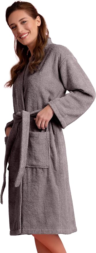Women's Turkish Terry Kimono Style Bathrobe - 100% Cotton Robe for Women - Comfortable & Absorbent - Soft & Cozy Wear