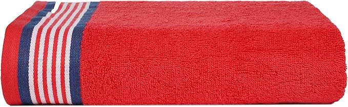 CASA COPENHAGEN He & She 6Pcs 100% Egyptian Cotton Large Designer Towels Gift Set- Blue - Red, 550GSM, 2Bath 2Hand 2Washcloths, Bath Towels for Bathroom (Gift Set for Women & Men)