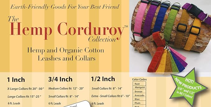 The Good Dog Company Hemp Corduroy Leash - 6 ft (3/4 Inch Width, Bronze)