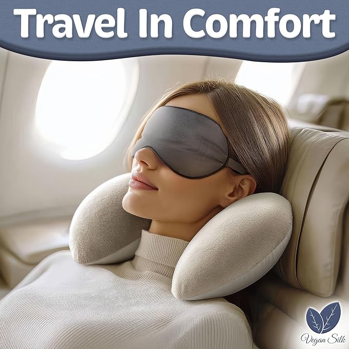 Sleep Mask - Dark Gray, 100% Viscose Derived from Bamboo - Lightweight Eye Mask with Adjustable Strap - Blackout Sleeping Blindfold for Women & Men - Comfortable Light Blocking Eye Cover