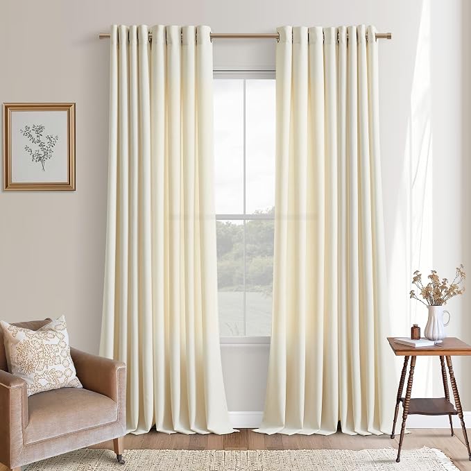 Beige Linen Extra Long Curtains 120 Inch Length for Living Room 2 Panels Set Bronze Ring Grommet Drapes Boho Rustic Farmhouse Textured Semi Sheer Faux Linen Curtains for Large Window 10 FT Tall