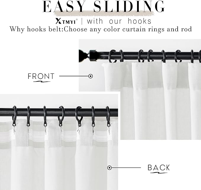 XTMYI Short Length Curtains for Windows,Linen Sheer Cutains for Bedroom Kitchen,45 Inch Long,White