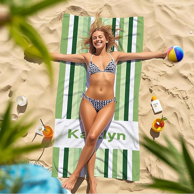 JML Custom Beach Towel with Name, Personalized Microfiber Beach Towel with Name, Large, Soft, Quick Dry & Absorbent for Swim, Pool,Adult,Summer Holiday,Vacation,Travel,Gift for Anniversary, Birthday