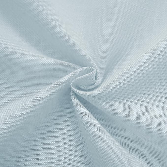 Sky Blue Curtains 90 Inch Length for Bedroom Back Tab Light Filtering Semi Sheer Living Room Curtains Linen Cotton Textured Drapery Panel Aesthetic Decor 52x90