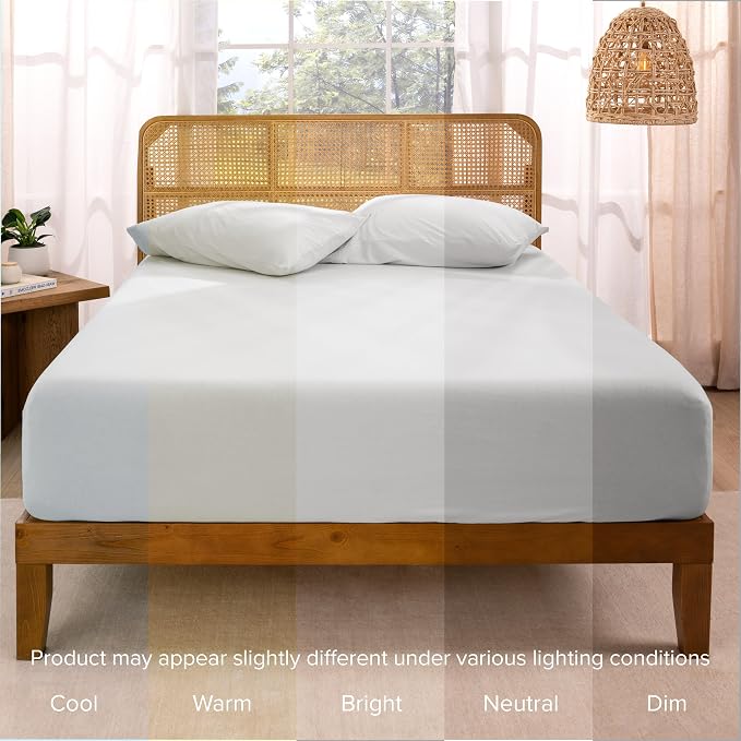 Bare Home 100% Organic Cotton Jersey Fitted Sheet - King Size - Ultra Soft - Deep Pocket Fitted Sheet - 100% Cotton - Ring Spun Yarns (King, Cloud Grey)