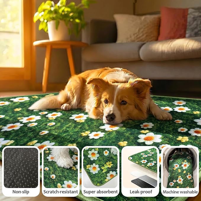 Washable Pee Pads for Dogs, Reusable Puppy Potty Training Pads, Ultra-Absorbent Thick Waterproof Leak-Proof Non-Slip Pads & Mat for Crate, Playpen, Floor, Whelping & Housebreaking , 2 Pack 48"x72"