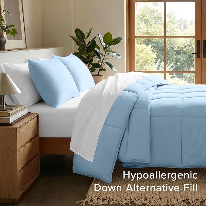 Bare Home Comforter Set - King/California King Size - Ultra-Soft - Goose Down Alternative - Premium 1800 Series - All Season Warmth (King/Cal King, Light Blue)