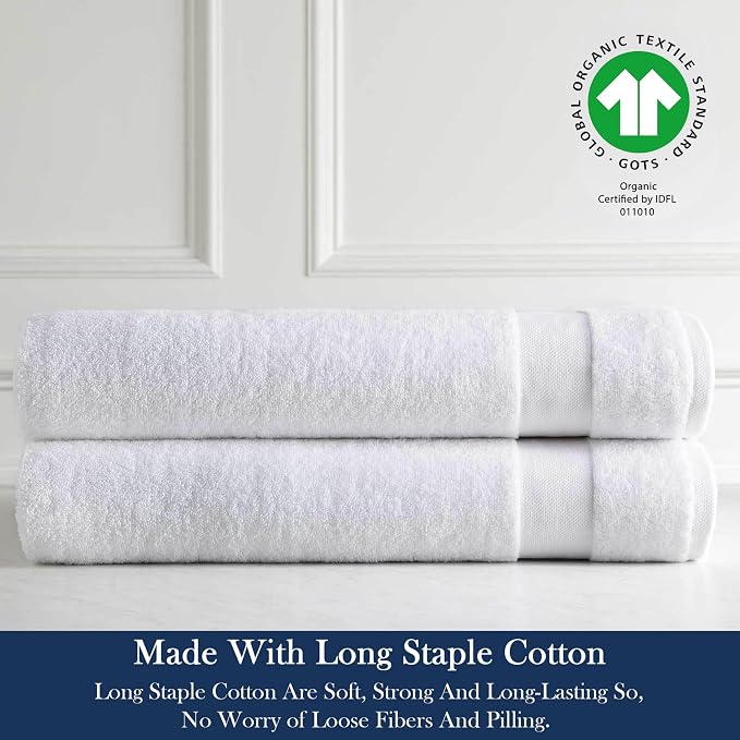 Organic Cotton Luxuriously Plush Hand Towel Pack of 2 | GOTS & OEKO-TEX Certified | Premium Hotel Quality Towels | Feather Touch Technology|650 GSM Long Staple|Soft, Quick Dry & Ultra-Absorbent
