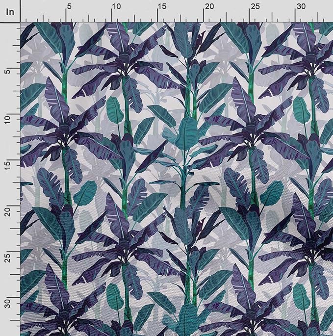 Soimoi Heavyweight Cotton Poplin Fabric Material, Purple - Leaves Printed-42 Inch Width, Natural Cotton Material for Quilt Making, Dresses, Skirts, Pajamas, Pillowcases, Tablecloths, Kurtis, 1 Yard