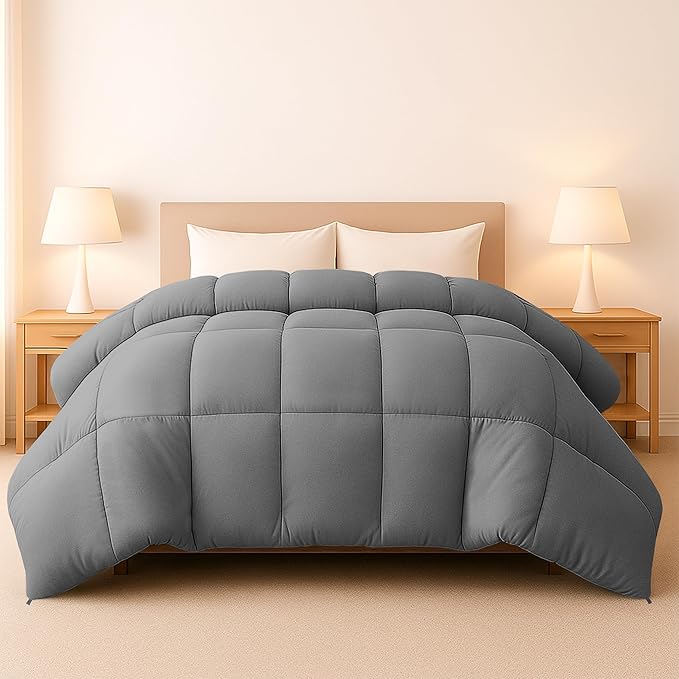 LUX Décor King Comforter – 102x90 Ultra-Soft Down Alternative Duvet Insert with Corner Tabs & Box Stitching, Hotel Quality Plush Hypoallergenic Microfiber, Oeko-TEX Certified – Grey