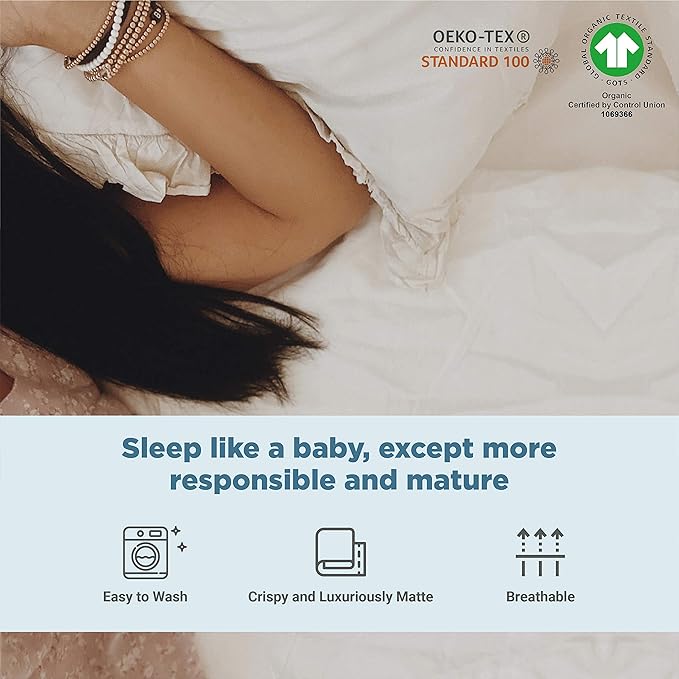 Fabdreams 100% Organic Cotton Standard Queen Pillowcases | 400 Thread Count | Luxury Hotel Collection | GOTS Certified Long Staple Cotton| Smoother Than Egyptian Cotton| Set of 2-20" x 30"| Ivory