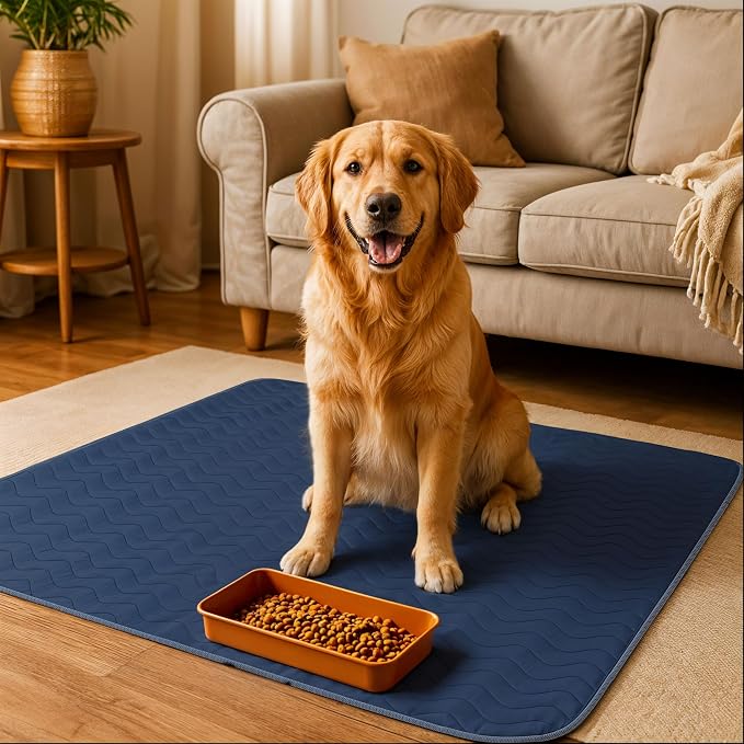 Utopia Bedding Washable Pee Pads for Dogs 34" x 52" (Pack of 4), Waterproof Incontinence Bed Pads for Adults, Elderly and Kids, Heavy Absorbency Pet Training Pads for Sofa and Couch (Navy, Green)