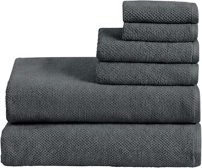Great Bay Home 100% Cotton 6 Piece Bath Sheet Set - Absorbent, Quick-Drying, Durable Bath Towels for Bathroom Decor - Low-Twist, Two-Ply Fibers (Midnight)